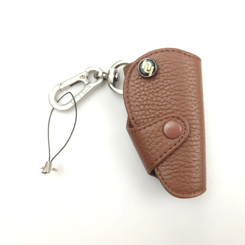 

New Leather Brown Color 2 Button Remote Key Bag Case Fob Holder Chain For Mercedes Benz Series