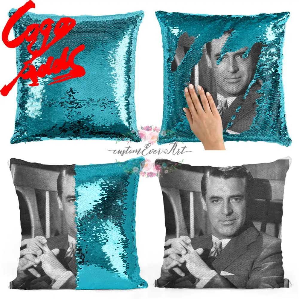 

Cary Grant sequin pillow | sequin Pillowcase | Two color pillow | gift for her | gift for him | pillow | magic pillow