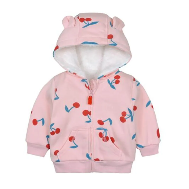 Pink Cherry Зимние толстовки с капюшоном на молнии для маленьких мальчиков и девочек детская куртка детская верхняя одежда с капюшоном, пальто Одежда для маленьких девочек одежда для мальчиков Bebe 30 - Цвет: Pink Cherry