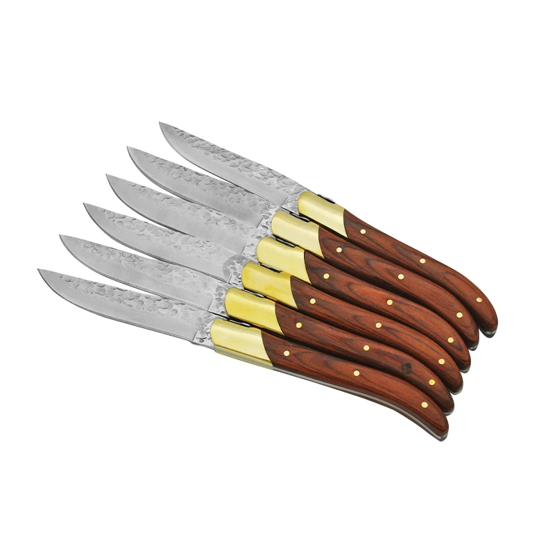 Laguiole стейк Ножи розовая деревянная ручка столовых ножей молоток лезвие ужин s