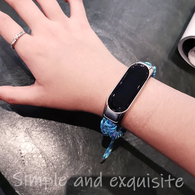 Ремешок нейлоновый для Xiaomi Mi Band 5 3 4 плетеный браслет ручной работы с регулируемой