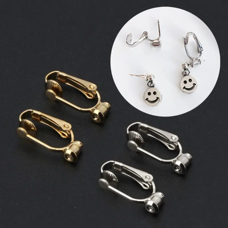 Earrings Adapter Stud Ear Clips Converter For Non-pierced People Clip On Metal Component DIY Jewelry Making Tool Findings