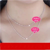 skqir s925 silver chain necklace for women men simple fashion clavicle chain without pendant platinum necklaces choker wholesale