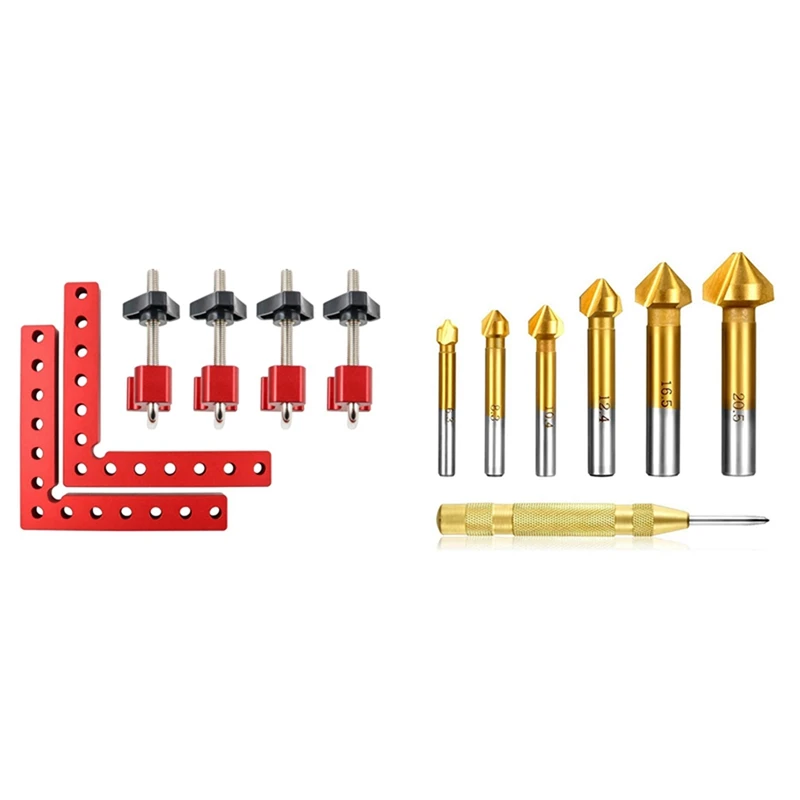 

Ходовой товар, 2 шт., 5,5 дюйма, позиционирующие квадраты, прямоугольные зажимы для деревообработки с набором из 7 зенкеров, набор зенкеров из б...