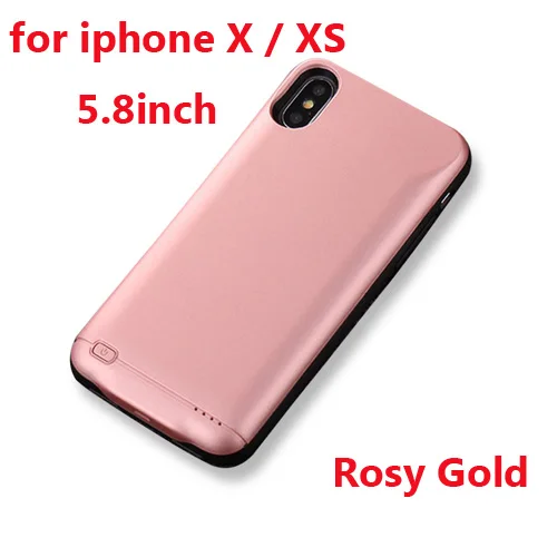 Rose gold for X XS 4000 мАч зарядное устройство чехол для iPhone X XS power Case Внешнее зарядное устройство для iPhone XR XS Max 5000 мАч чехол для телефона зарядное устройство - Цвет: Rose gold for X XS