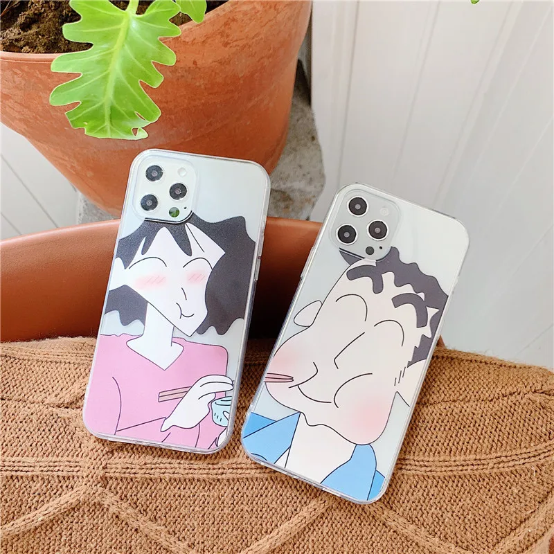 

Cartoon Crayon Shin-Chan Phone Case For iPhone 12 11 Pro Max X XR XsMax 7 8 Plus SE2020 Luxury Transparent Sof TPU Silicon Cover