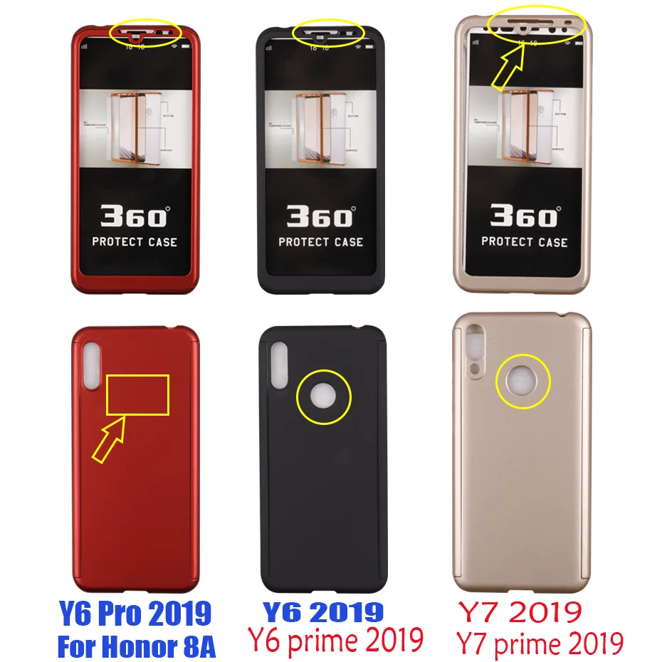 360 full protection case for huawei y6 y7 pro y9 prime 2019 y5 pro 2020 p smart plus 2018 nova 5 pro 5i 5z 6 se 7i 7 pc cover free global shipping