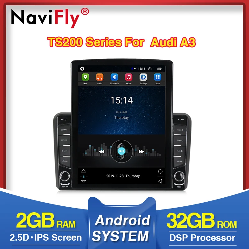 Вертикальный экран Tesla NaviFly для Audi A3 8P 2003 2012 S3 2006 RS3 Sportback 2011 автомобильный