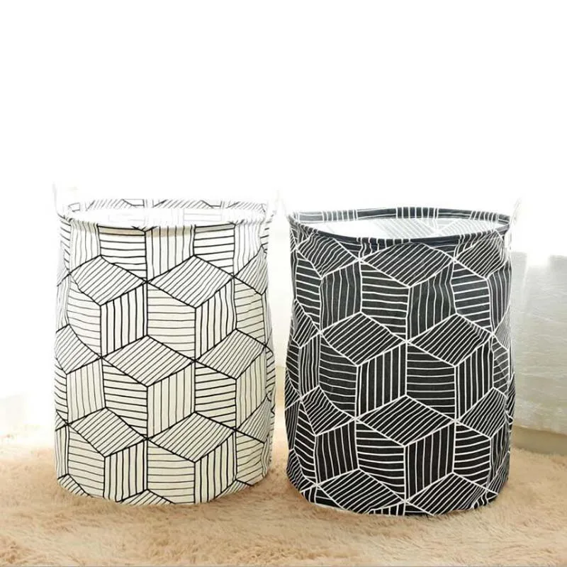 Хлопковая льняная большая белая черная складная корзина для белья игрушечная