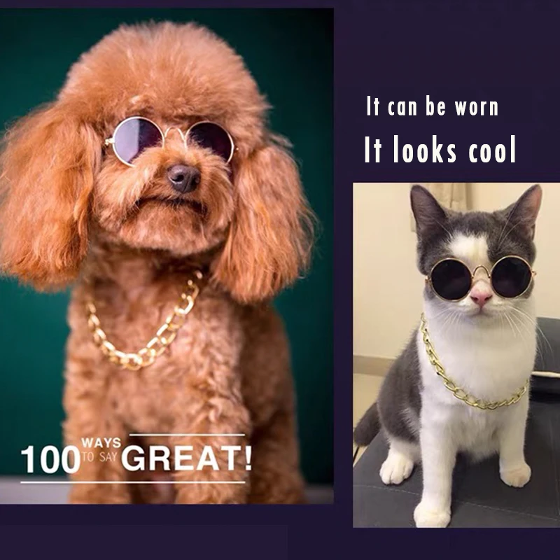 

Produits pour animaux de compagnie belle Vintage ronde chat lunettes de soleil rÃ©flexion lunettes pour petit chien chat animaux