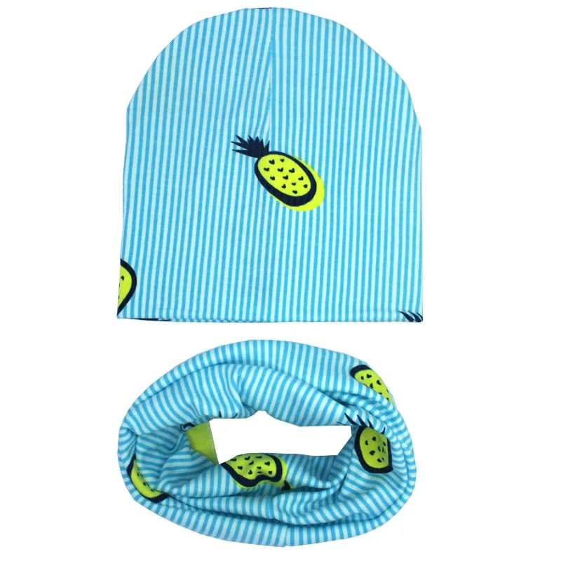 1 Set Cotton printed Baby Hat Scarf Kids Autumn Winter Children scarf-collar Boys Warm Beanies Infant Hats New scarf bibs | Детская