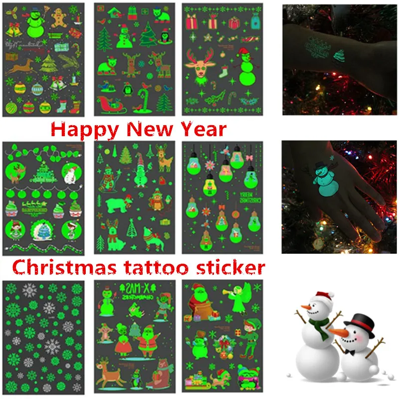 2020 рождественские украшения светящиеся Временные татуировки подарки для детей 1