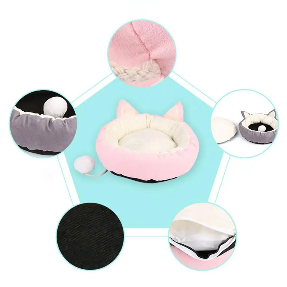 

Pet Bed Plush Pet Dog Cat Nest Soft Winter Puppy Kitten Warm Round House Bed Supplies cats bed