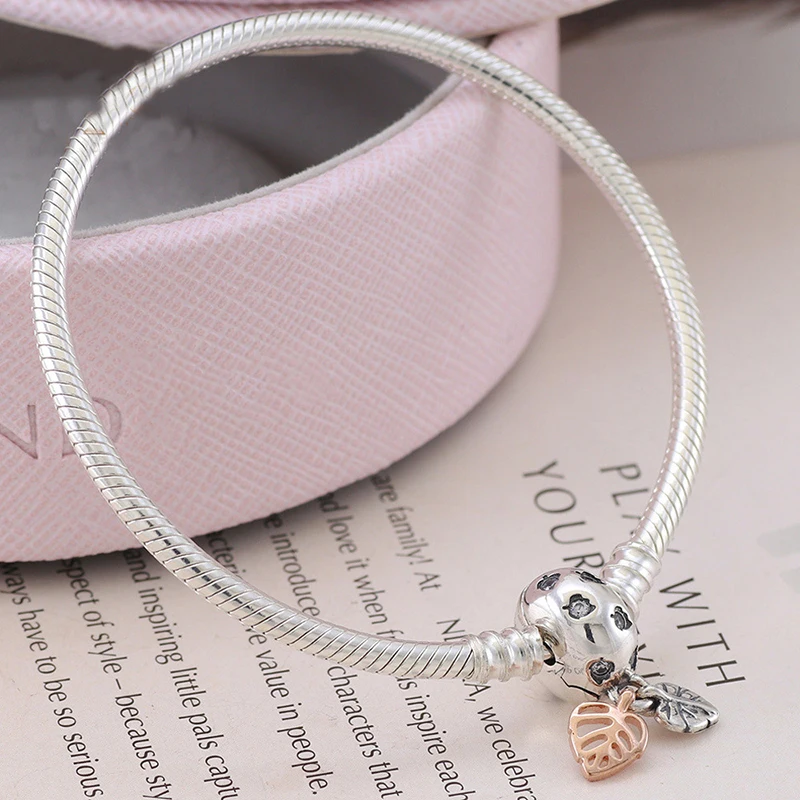 

100% 925 Sterling Silver Pan Bracelet Shiny Silver Deciduous Button Pan Bracelet Fit European Charm Bracelets Women Jewelry