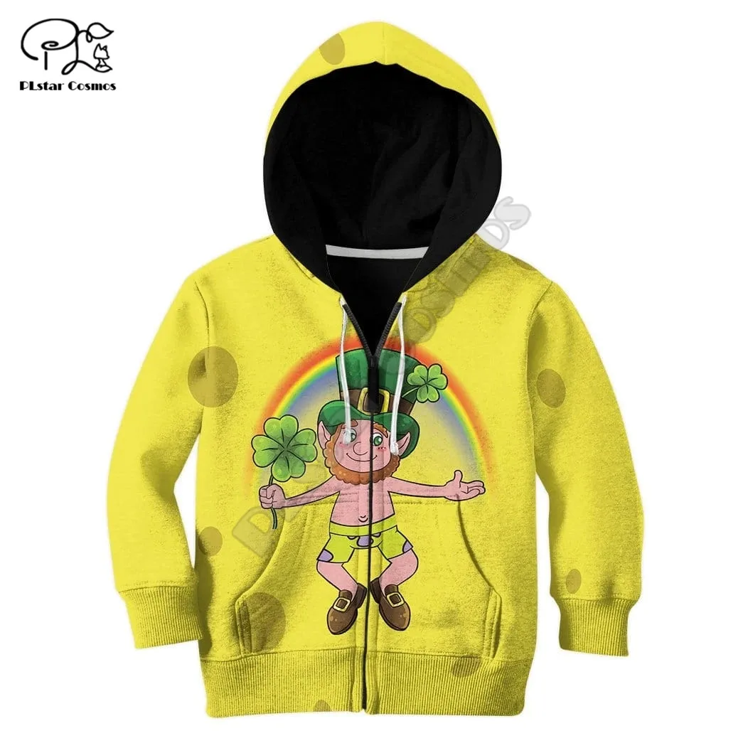 

Happy St Patrick 3d Hoodies Children zipper coat Long Sleeve Pullover Sweatshirt Tracksuit Hooded/pants/family