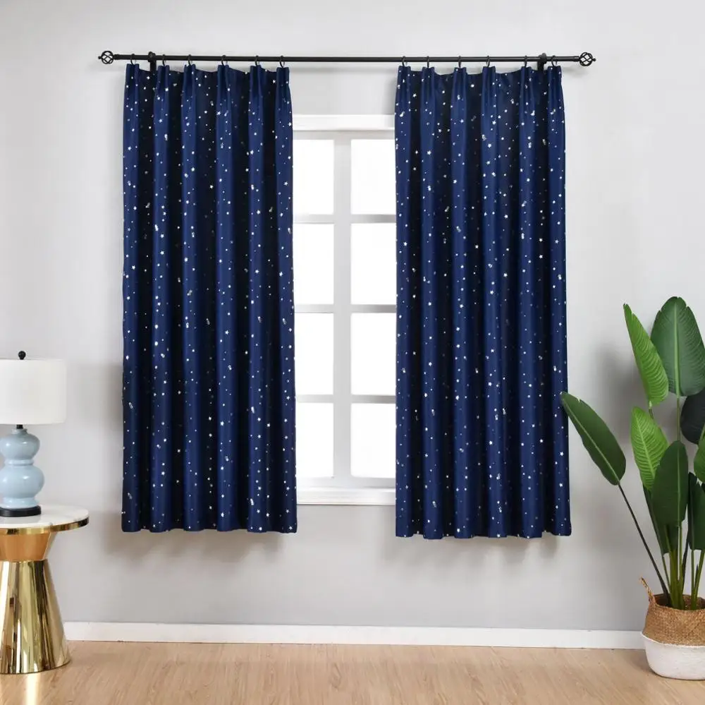 Блестящие Серебристые светонепроницаемые Короткие Занавески для детей детская