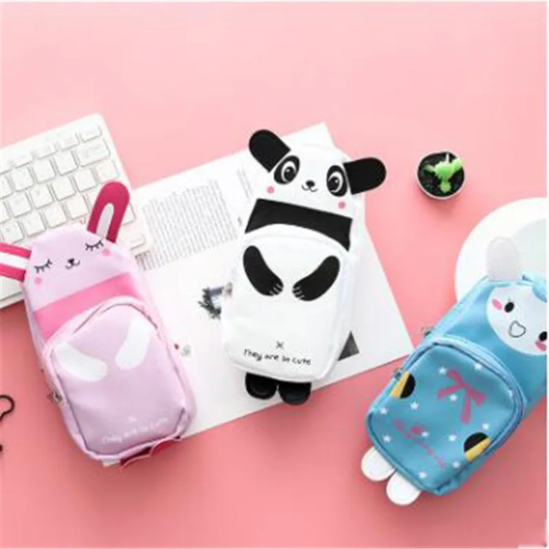 Новинка Kawaii Панда и кролик на молнии кисти для макияжа сумка Карандаш сумка PU водонепроницаемый чехол для карандашей косметичка подарок для детей, канцелярские принадлежности