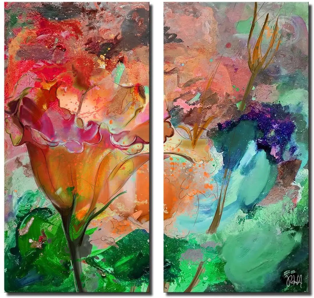 

Art Painted Petals Abstract Botanical Canvas Wall Art For Living Room Office Decor