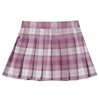 kids girls mini pleated skirts summer elastic waist shorts lining safety pants japanese school uniform casual pleated grid skirt