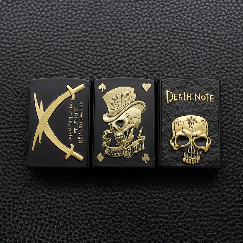 Креативная зажигалка металлическая с черепом для покера сильный Ветрозащитный