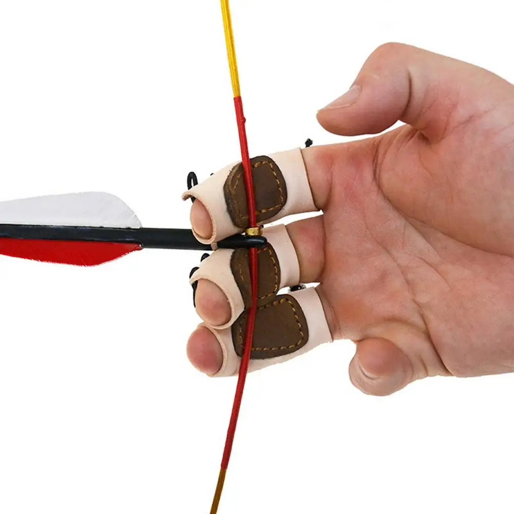 

Охотничья защита для пальцев набор из трех коричневых и белых полиуретановых независимых защитных накладок для стрельбы из лука для охоты