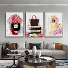 Скандинавский минималистский модный флакон для духов, Цветочная сумочка на высоком каблуке, черно-белая декоративная роспись, для гостиной, настенный постер в спальню
