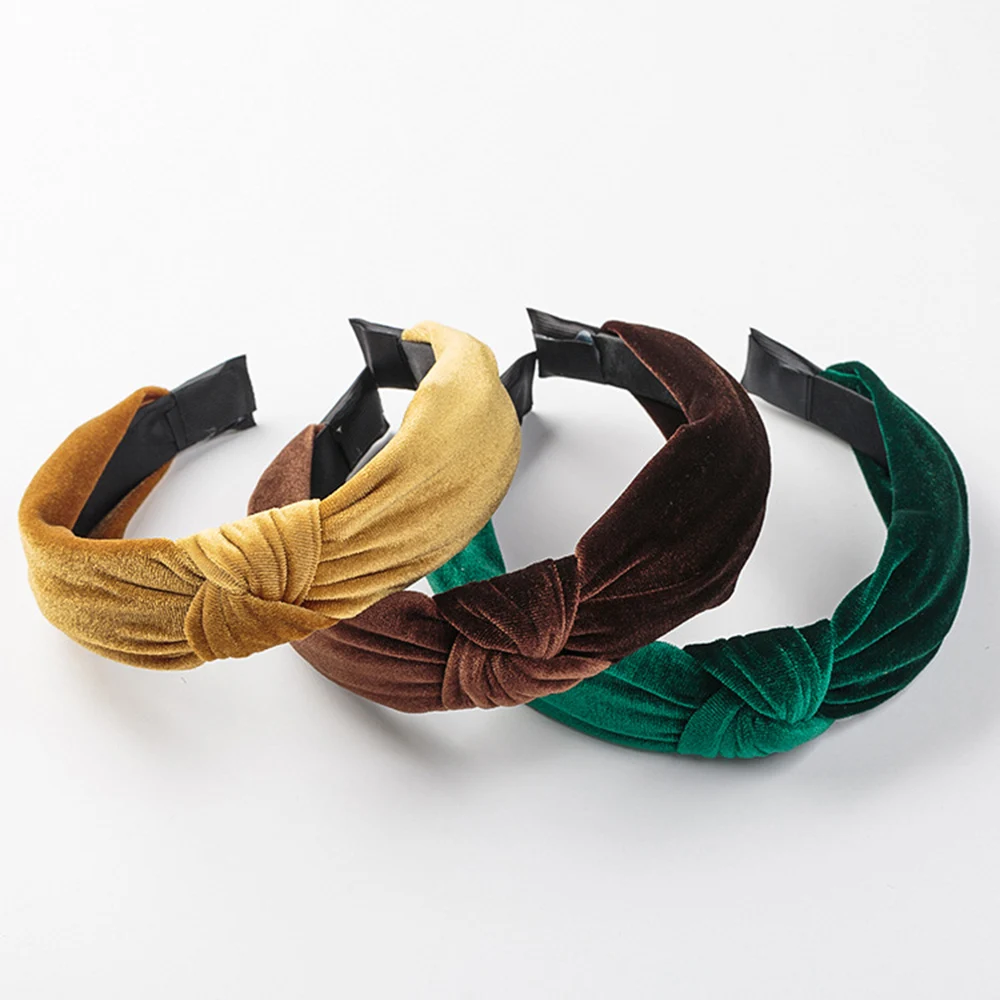 New Velvet Solid Color Headband for Women Girls Korean Soft Suede Knotted Hairband Handmade Bowknot Hair Hoop Accessories |