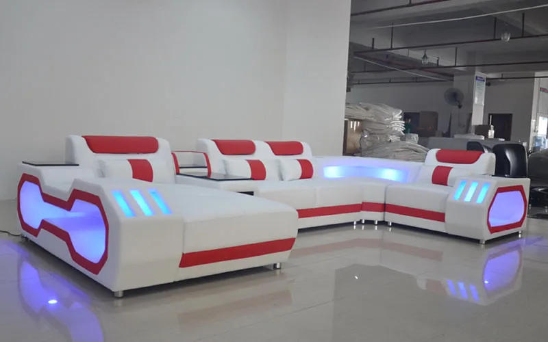 Современный Кожаный Диван со светильник кой|Наборы для спальной| |