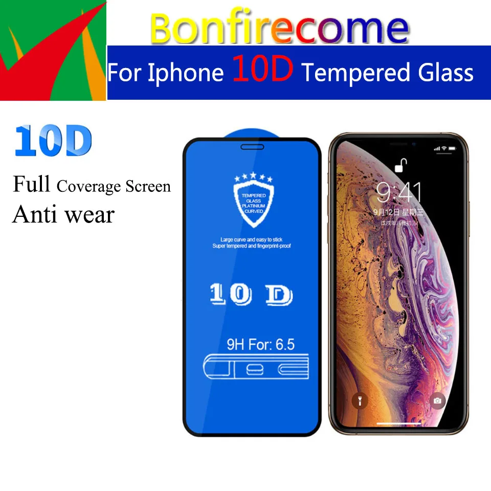 Закаленное стекло 10D для iPhone 6 6s 7 8 Plus 7Plus X XR XS 11 pro Max полное клеевое покрытие