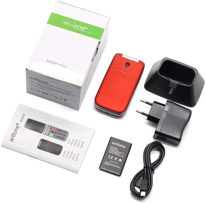 artfone 1400mah battery unlocked senior mobile phone with sos emergency button flip big button mobile phone for elderly2g free global shipping