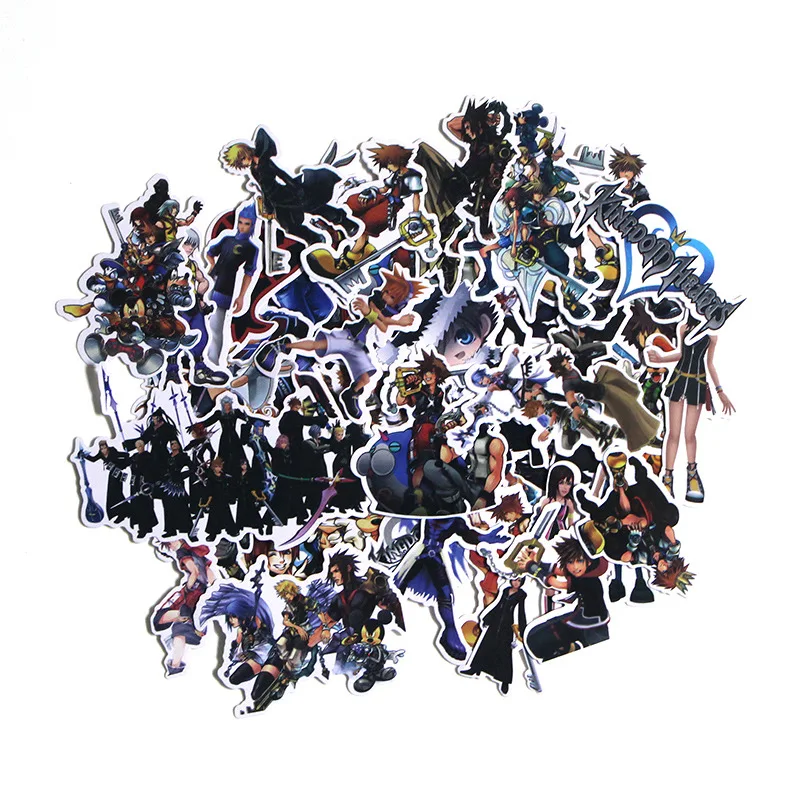 

50Pcs Kingdom Hearts Anime Stickers for Laptop Skateboard Fridge Guitar Motorcycle Travel Luggage Cartoon Graffiti Stickers