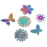 iron alloy filigree stamping pendants multicolor flower butterfly hollow metal charms diy making necklace fashion jewelry5pcs