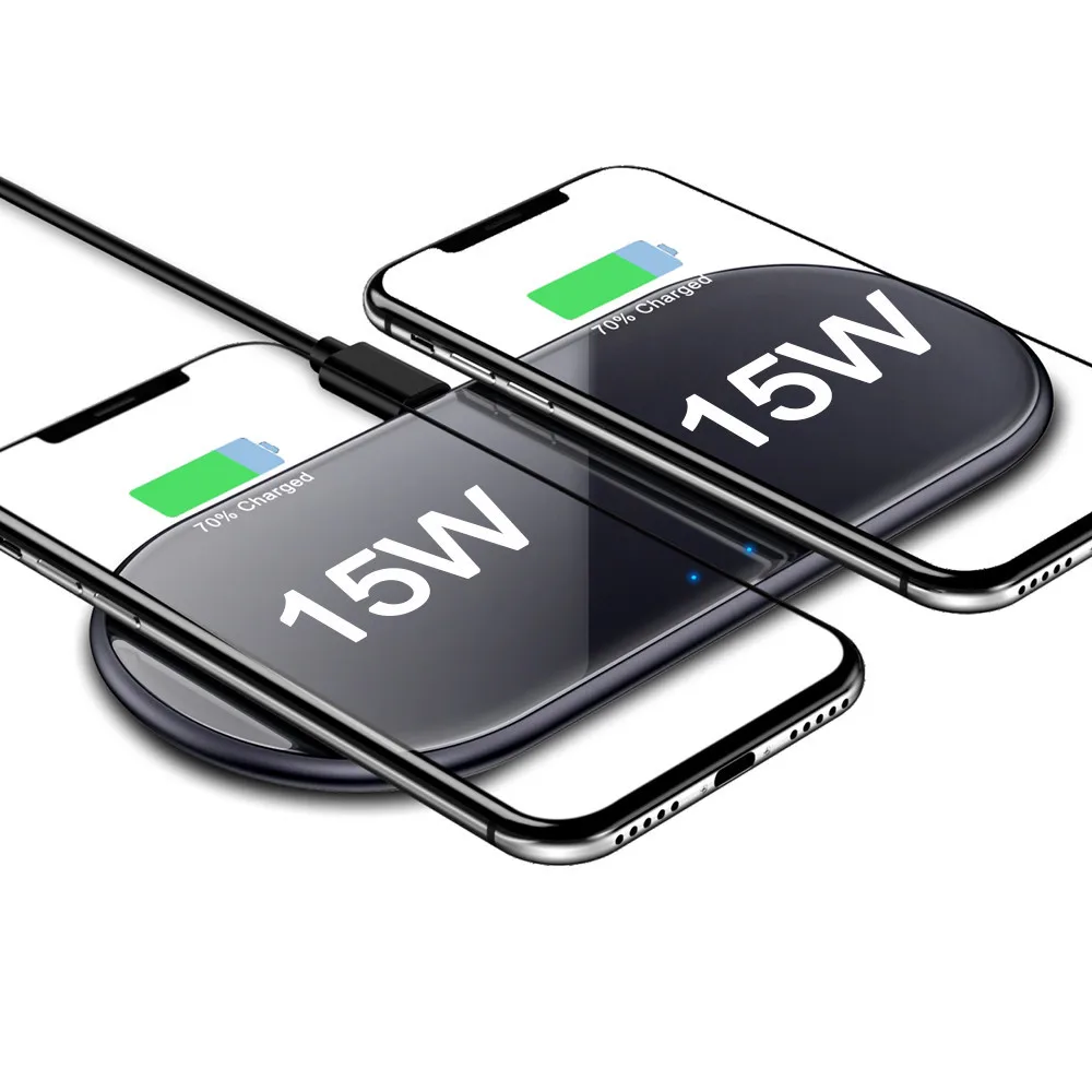 

For iPhone 11 Pro X XS 8 Samsung Huawei Xiaomi Fast Charging Glass Cover Desktop Pad30W QI Wireless Charger