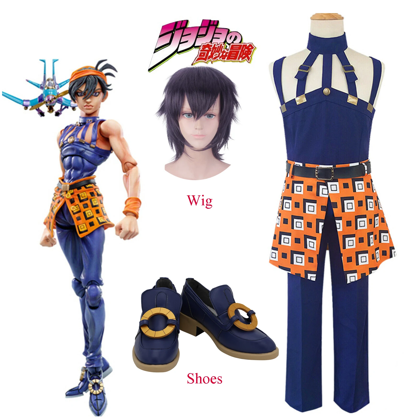 

JOJO Bizarre Adventure Narancia Ghirga Cosplay Costume Uniforms Men Women Anime Cosplay Outfit Dress Halloween Party Costumes