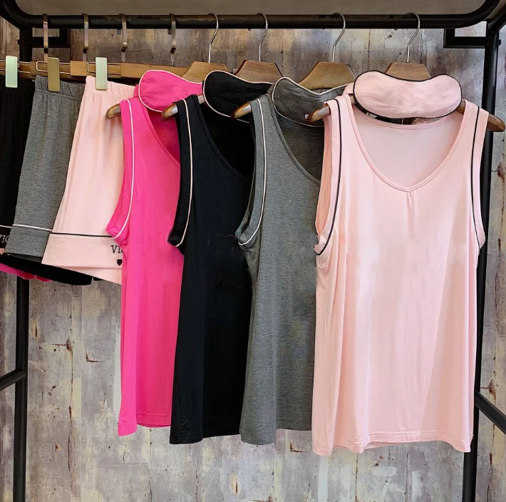 Новая модная летняя женская Модальная Пижама с надписью Love, вышитая куртка безрукавка+ шорты комплект пижамы