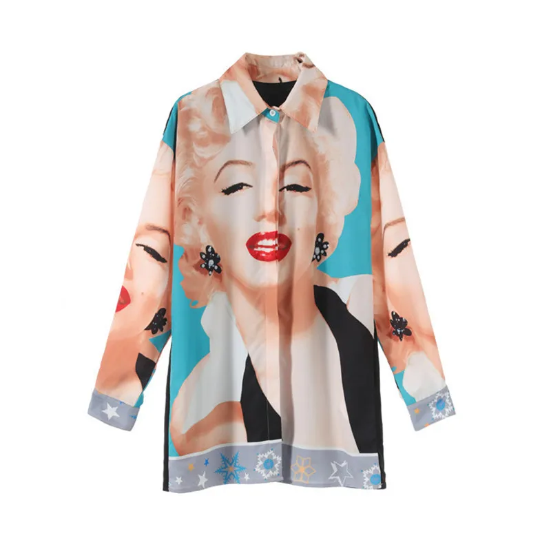 Женская Длинная блузка с принтом суперзвезды подиумная дизайнерская длинным