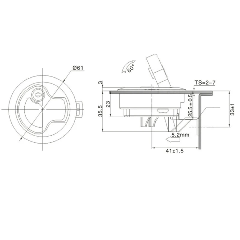 Круглый тянуть защелкой для 1 / 2 дюйма двери заменить Southco M1 43 Rv морской катер 3 10 см