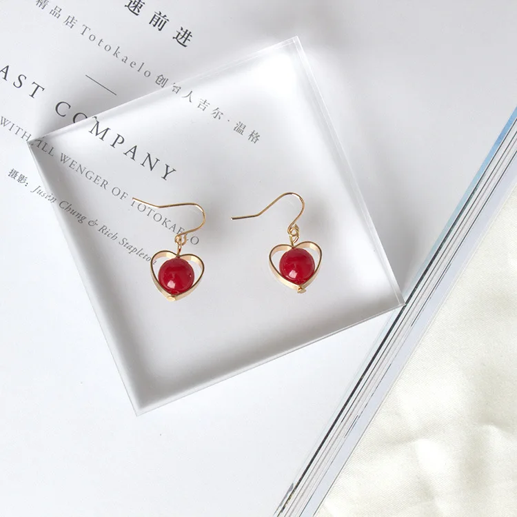 Геометрическое Сердце красные висячие серьги букле D'oreille Femme 2019 Kolczyki Pendientes для