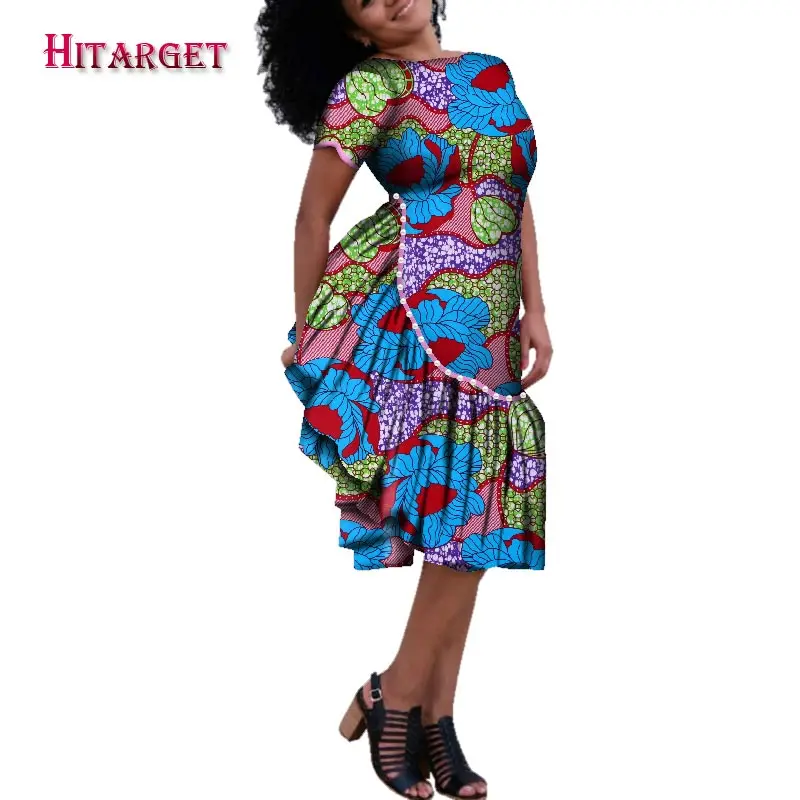 Hitarget 2020 африканские платья для женщин Осенние Bazin Dashiki Вощеные с принтом