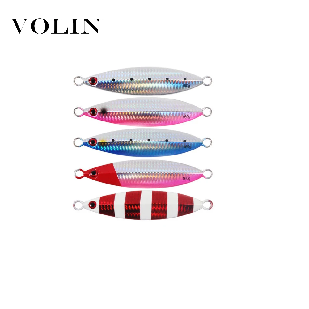

VOLIN NEW 1pc Cast Metal Artificial Bait 100g 130g 160g 200g Glow Metal jigs Sinking Jigging Lure Trolling Hard Bait Bass Lure