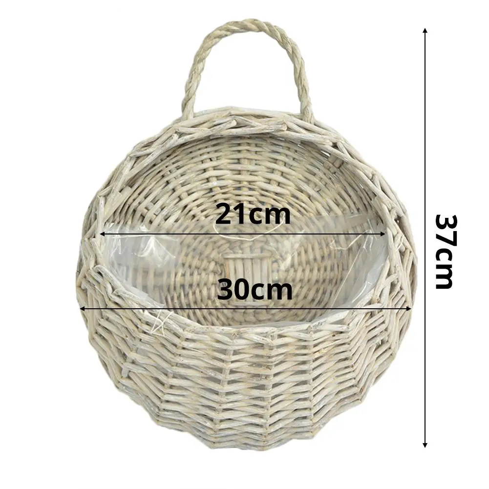 

New Wall Hanging Natural Wicker Flower Basket Planter Rattan Vase Basket Home Garden Wall Decoration Storage Container