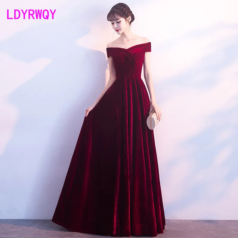 Женское приталенное бархатное платье офисное до пола с молнией и вырезом