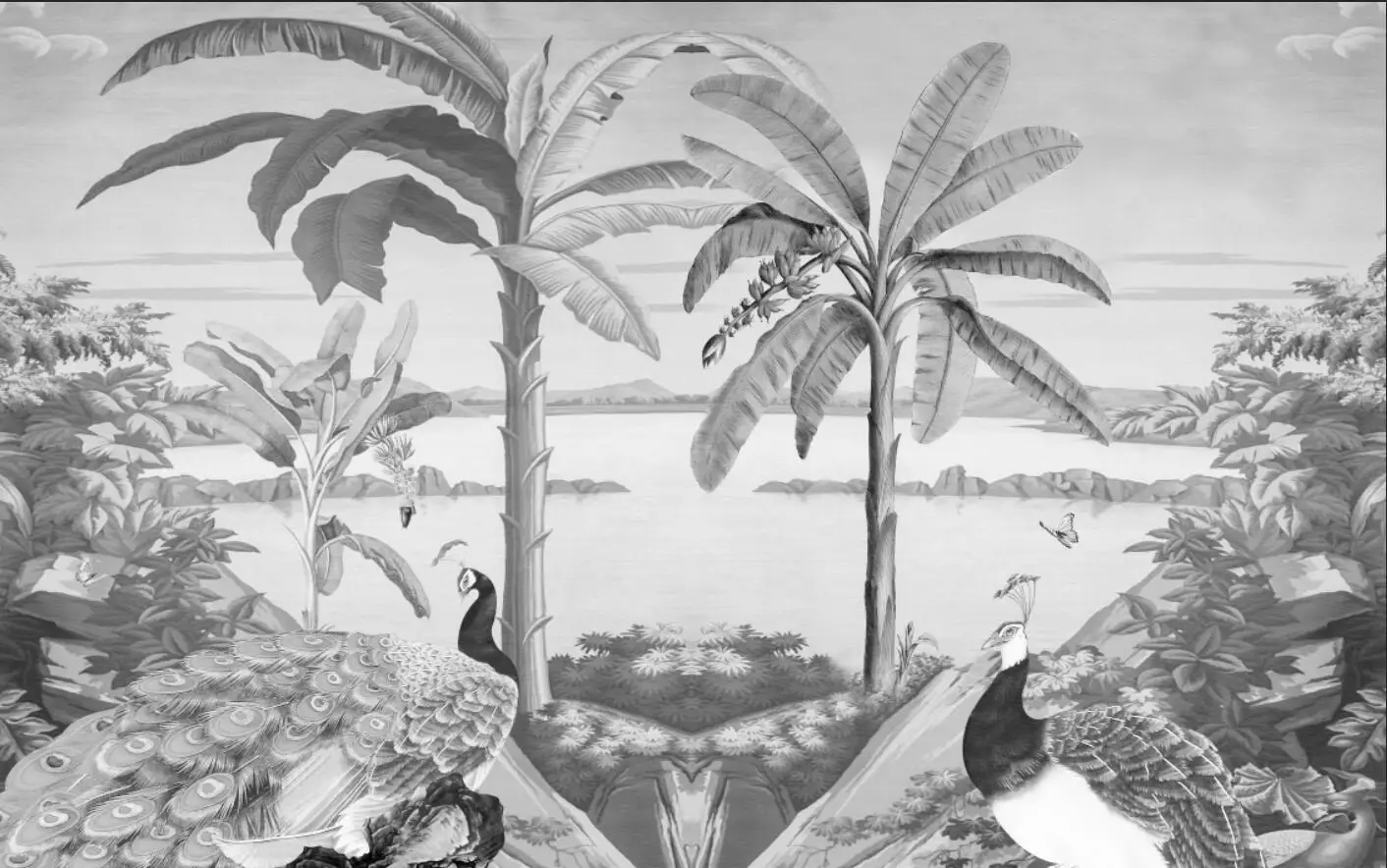 Пользовательские обои Европейский черный и белый цвет ручная роспись