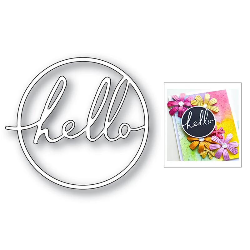 

2021 New Round Frame and Words Hello Metal Cutting Dies For DIY Craft Making Paper Greeting Card Scrapbooking No Clear Stamp Set