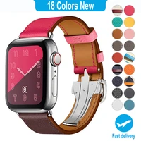 cow leather strap for apple watch band 44mm iwatch series 5 4 3 2 1 luxury steel buckle 42mm loop 38mm bracelet replacement 40mm