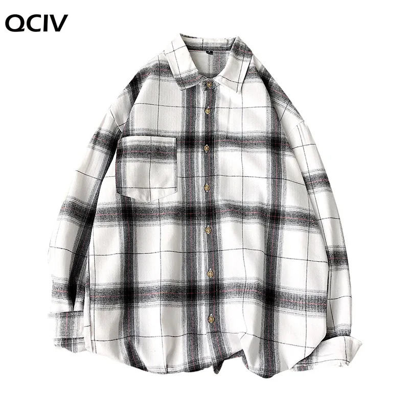 

RUIHUO Plaid Shirts For Men Clothing 2021 Fashion Long Sleeve Plaid Shirt Men Harajuku Mens Shirts Casual Slim Fit M-5XL