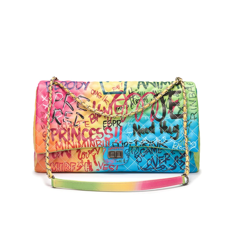 

Amberler Luxury Designer PU Leather Women Shoulder Bag Large Capacity Ladies Chain Printed Crossbody Bags Fashion Female Handbag