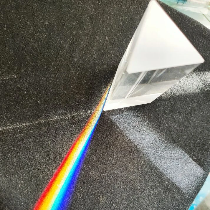 

30*30*50MM Triangular Prism BK7 Optical Prisms Glass Physics Teaching Refracted Light Spectrum Rainbow Children Students Present
