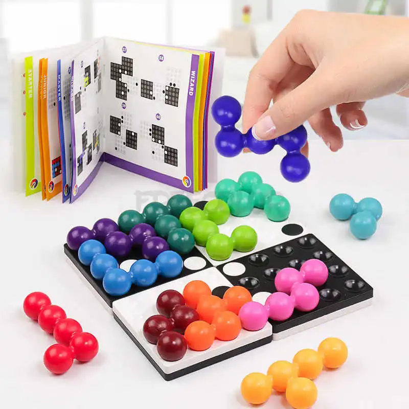 

Magnetic Game Grids IQ Puzzle Logical Thinking Smart Board Game 60 Challenge With Solution Kids Challenge Toys Family Games