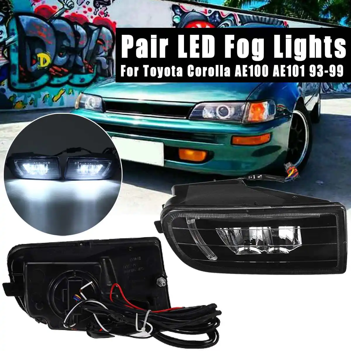 

1 Pair Bright Fog Light Fog Lamp Assembly Super For toyota Corolla AE100 AE101 1993 1994 1995 1996 1997 1998 1999 Led Fog Lights